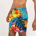 thumbnail image 3 of LYEAA Big Mens Swim Trunks Elastic Waist Summer Beach Men's Shorts Hawaiian Colorful Floral Printed Drawstring Surfing Board Shorts Casual Athletic Trendy Comfort Swimsuit Bathing Suit with Pockets L, 3 of 5