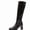 Black, variant on WAVSUF Women's Knee High Boots Faux Leather Square Toe Side Zip Fall Chunky Trendy Boots Black 6