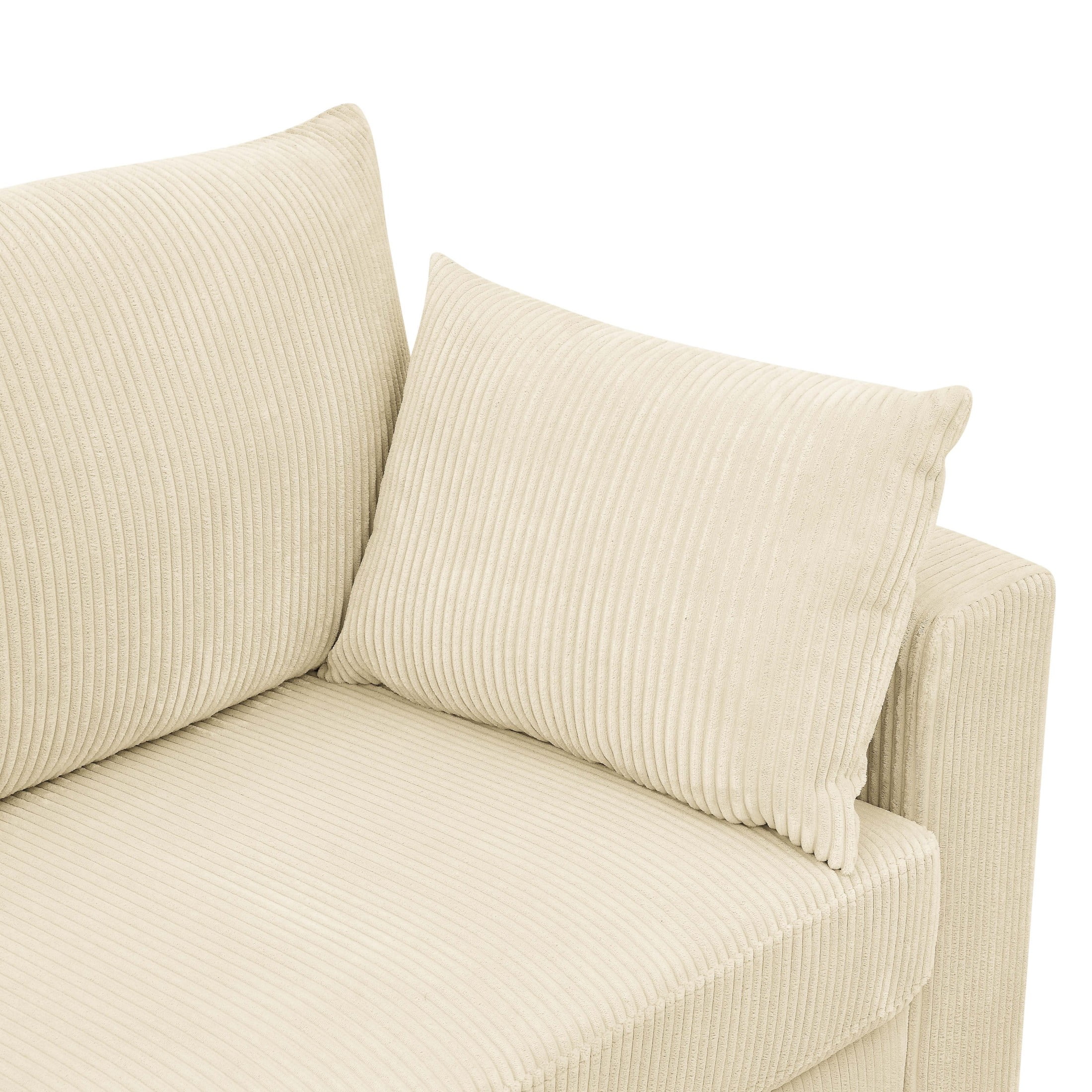 Aukfa 89" Corduroy Sofa, Comfy 3 Seater Couch for Living Room, Small Space, Apartment, Beige
