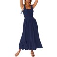 thumbnail image 1 of Txlixc - Vestido midi de verano para mujer, informal, con tirantes finos, sin mangas, de talle alto, fluido, línea A, largo Txlixc Estilo de ocio, 1 of 7