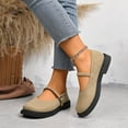 thumbnail image 3 of Women's Platform Suede Mary Jane Shoes Vintage Round Toe Casual Dress Shoes Wide Toe Box Slip On Loafers Brown Size 8, 3 of 8