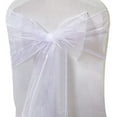 thumbnail image 1 of Zhuge Paquete de 25 fajas de organza para sillas de banquete, lazos para decoración de bodas, fiestas, blanco, rosa, morado, dorado y rojo (paquete de 25, blanco), 1 of 5