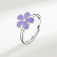 thumbnail image 2 of Enamel Daisy Flower Plant Anxiety Knuckle Ring for Women Golden Metal Copper Rotate Freely Ring Fidget Spinner Ajustable, 2 of 3