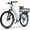 EK2-Basket-blue, variant on CBVELO Electric Bike for Adults, 26" Peak 1000W Motor Ebike, 48V 14Ah Removable Battery, 80 Miles Max 28MPH, 7 Speed Electric Bicycle UL2849