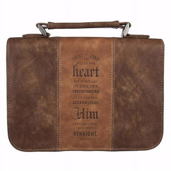 Christian Art Gifts  Trust in the Lord Classic Lux Leather Bible Cover, Brown - Large