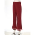 thumbnail image 3 of TiaoBug Women's Wide Leg Pants Casual Palazzo Flared Pants Elastic Waist Chiffon Loose Trousers Burgundy XXL, 3 of 7