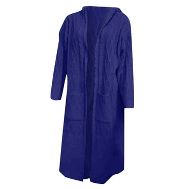 Mhoxuto Long Cardigan Sweaters for Women Casual Long Sleeve Open Front Coats Cable Knit Warm Hooded Outwear with Pockets
