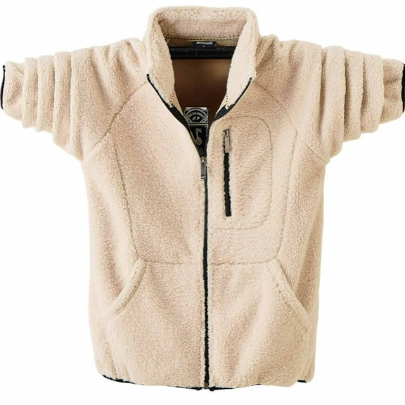 Donemore Men's Fleece Warm Jacket Solid Color Stand Collar Zipper Pockets Windproof Casual Outdoor Winter Coat