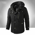 thumbnail image 4 of Txeol Men's Hooded Trench Coat Full Zip Button Front Jacket with Detachable Hood Windproof Winter Outerwear,Black,XXL, 4 of 7