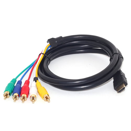 HEVIRGO 5Ft HDMI-compatible Male to 5-RCA RGB Audio Video AV Component Convert Cable Gold Plated