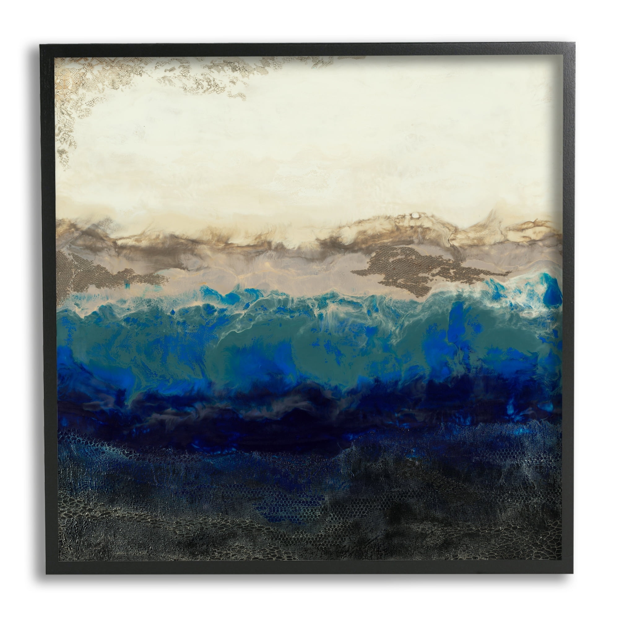 Stupell Industries Abstract Ocean Shore Arrangement Neutral Blue Tones, 12 x 12,Design by Laura Van Horne