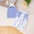 thumbnail image 2 of Toddler Girl Clothes Summer Outfits, Sleeveless Ruffle Hem Tank Top + Shorts 2Pcs Cute Baby Girls Clothing Set 1-5T Girls Summer Set 1-3 Years,18-24 Months, 2 of 9