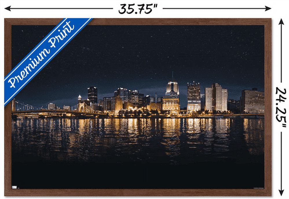 Cityscapes - Pittsburgh, Pennsylvania Wall Poster, 22.375" x 34", Framed