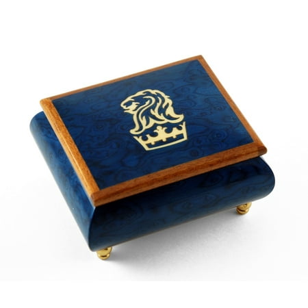 Iconic Royal Blue Lion and Crown Inlay Music Box - Under the Sea (The Little Mermaid) - SWISS