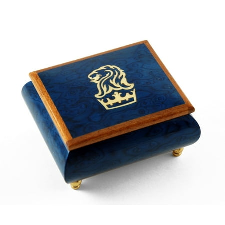 Iconic Royal Blue Lion and Crown Inlay Music Box - (Best Way To Strengthen Wrists)