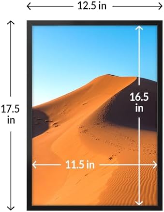 12x17 Picture Frame for Wall Display, 12x17 Black Picture Frame with HD Plexiglas, 12 x 17 Poster Frame 1 Pack, Display Frame for Vertical or Horizontal, Classic Collection