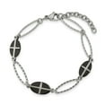thumbnail image 3 of Stainless Steel Polished Black IP-plated 7in With 1in ext. Cross Chain Bracelet; for Adults and Teens; for Women and Men, 3 of 4