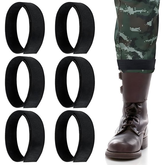 TELOLY 6Pcs Black Boot Blousers Elastic Adjustable Pants Leg Ankle Strap Men Women Outdoor Hunting Gardening Hiking Cycling Fishing Boot Blousing Band