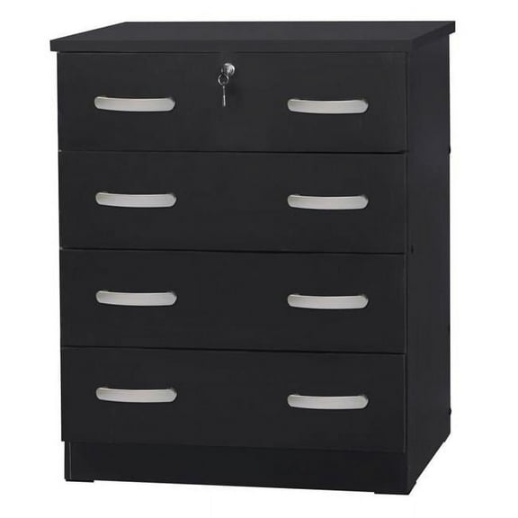 Kd Muebles De Dormitorio Cindy 4 Drawer Chest Dresser, Black, Engineered Wood, 39" H x 29" W x 16" D