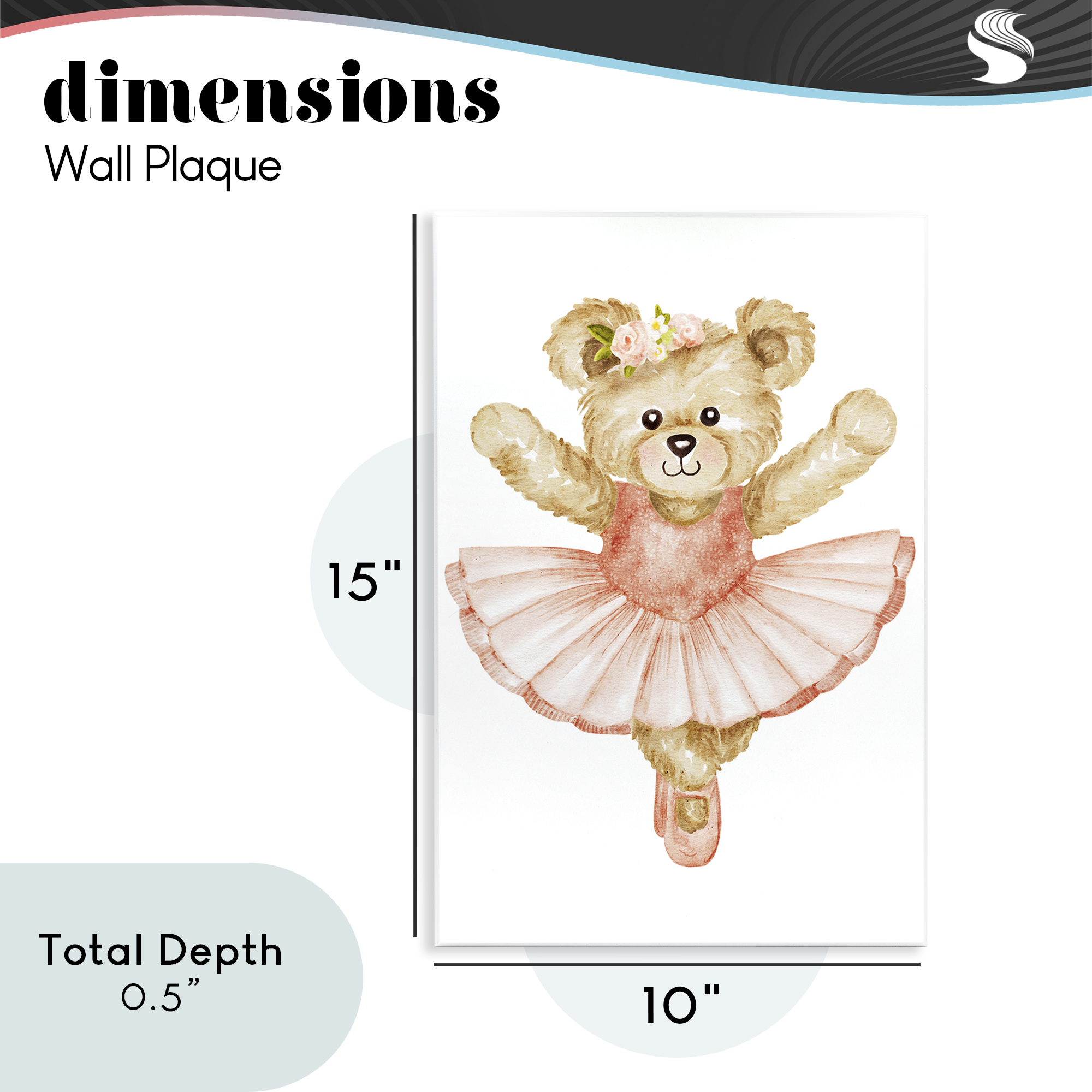 Teddy Bear Ballet Tutu Wall Plaque Art, design by Amy Hall