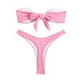 thumbnail image 5 of Gibobby Conjunto de Bikini Conjunto de bikini bandeau con estampado floral para mujer Traje de baño de corte sin tirantes con en la parte delantera Traje(Rosa,CH), 5 of 5