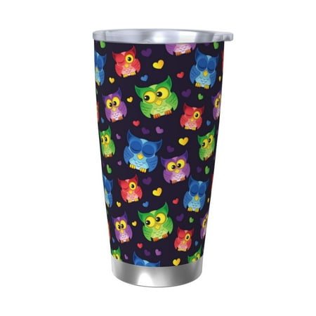 

KLL Owls And Hearts Print 40oz Stainless Steel Insulated Car Cup with Spillproof Lid - Keep Your Drink Hot or Cold on the Go-Without Straw