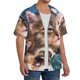 thumbnail image 2 of Balery Playful Cat Camisa Casual de Manga Corta con Botones para Hombre, Texturizada, Estilo Cubano, para Playa, Verano-Large, 2 of 5