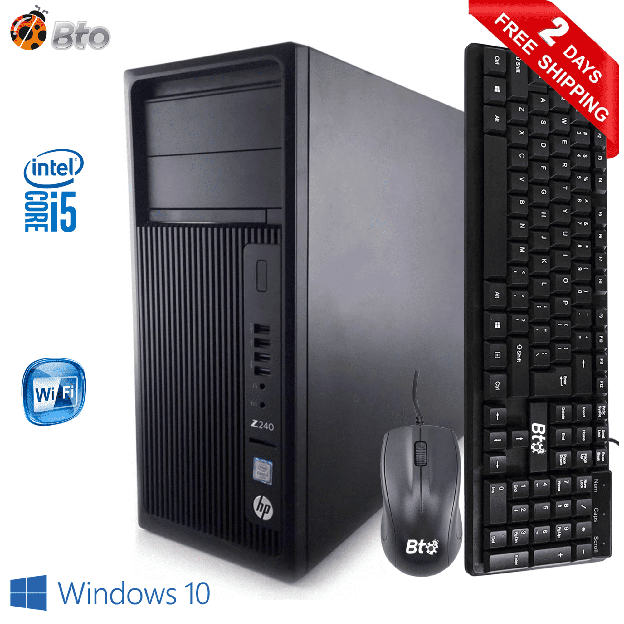 HP Z240 Workstation Desktop Tower Computer, Intel Core i5 6th Gen. 3.2GHz Processor, 8GB DDR4 Ram, 512GB M.2 SSD, Bto Keyboard and Mouse, Wi-Fi, Windows 11 Pro PC