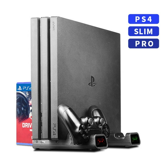 PS4 Console & Controller Charger - 2-in-1 Fast Charging Station for PS4/PS4 Slim/PS4 PRO Consoles & DualShock 4 Controllers, Dual Controller Dock with Universal Console Power Supply