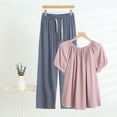 thumbnail image 2 of Enjoytime Womens 2 Piece Outfits Round Neck Puff Sleeve Blouse with Wide Leg Pants Matching Sets Plus Size Casual Loungewear, 2 of 6
