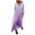 thumbnail image 1 of Robe d'Automne, Robe Décontractée pour Femmes à Imprimé, Col en V, Manches Longues, Robe Longue, Cadeaux pour Femmes, G, 1 of 5