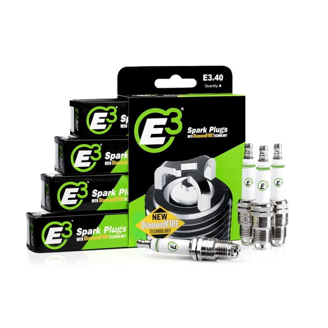 E3 Sparkplugs Spark Plug E3.40 With Resistor; Copper; Nickel Alloy; Standard; 0.460 Inch Thread Reach; Set Of 4