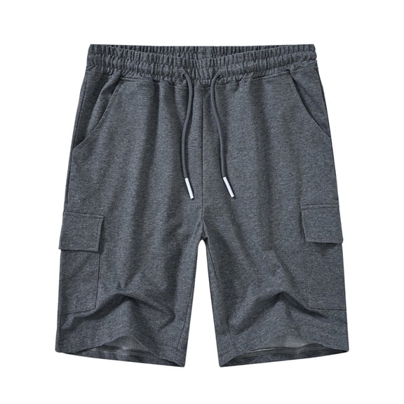 Satankud Men's Casual Cargo Shorts Classic Relaxed Drawstring Stretch Elastic Waist Beach Shorts with 5 Pockets DarkGrey-34