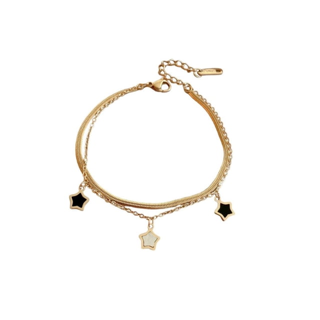 Pulsera de oro laminado con estrellas negras con blanco