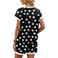 thumbnail image 5 of Domzest Womens 2 Piece Polka Dots Short Sets Short Sleeve Crew Neck Shirts & Elastic Waist Shorts 2026 Summer Lounge Set for Both Homewear and Going Out Black S, 5 of 5