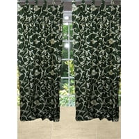Mogul Printed Green Tab Top Curtain Drape Window Treatment For Home Décor (84x48)