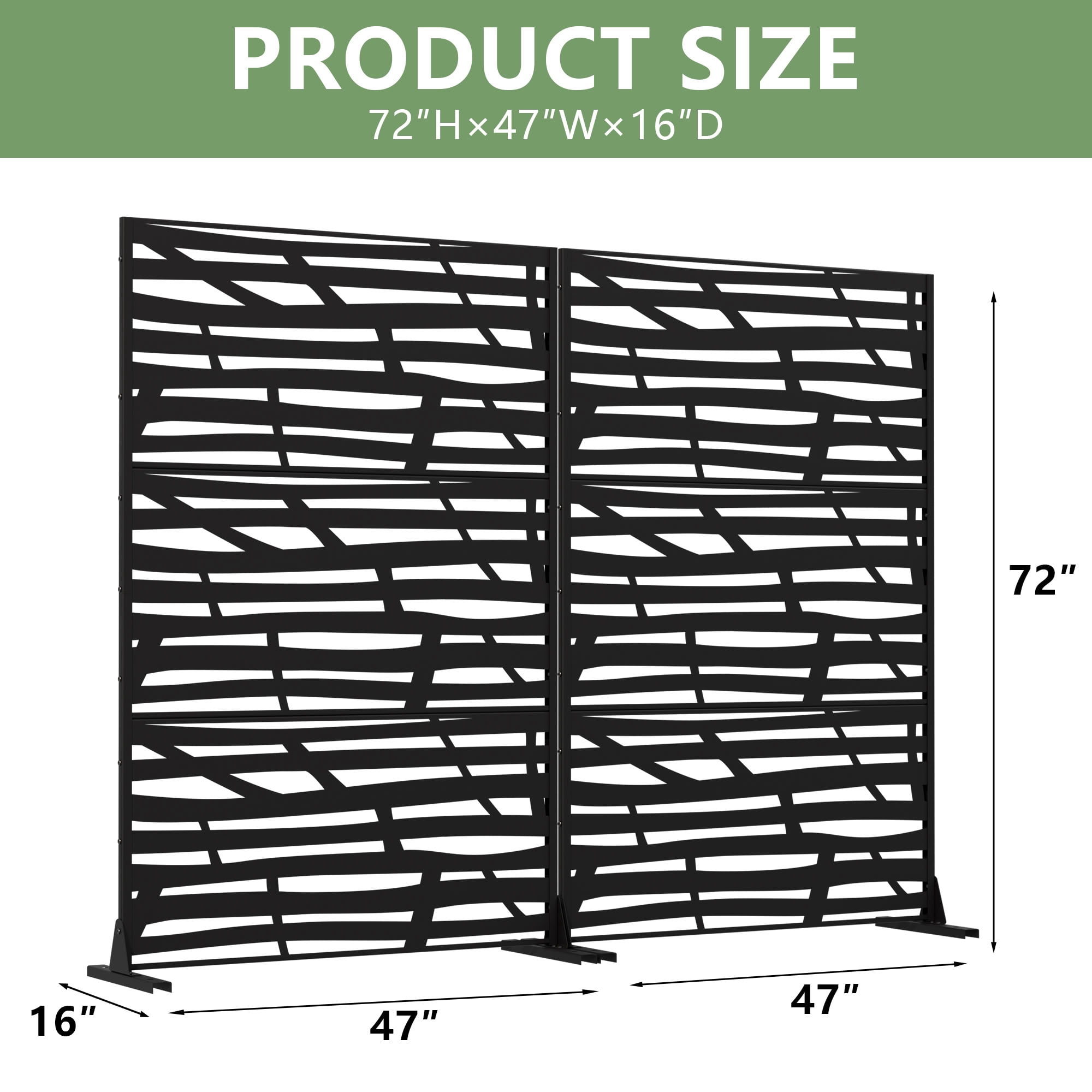 MAYEERTY 72*47in Outdoor Privacy Screen, Weatherproof Metal Privacy Panel, Privacy Divider for Patio, Balcony, Backyard, Garden