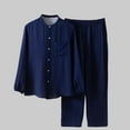 thumbnail image 2 of Birdeem Ensemble de Pyjama pour Homme, Style Décontracté, Design Contrastant, Manches Longues, Col Rond, Cardigan à Poches, Pantalon Long à Taille Élastique, Tenue d'Intérieur, Pantalon de Survêtement pour Homme, Pantalon de Pyjama pour Homme, 2 of 3