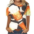 thumbnail image 1 of Tops Cortos para Mujeres, Oktoberfest Casual Impreso Cuello Redondo Manga Corta Camiseta Top Hecho de Poliéster para la Primavera Verano Uso Diario, Camisetas Casuales de Mujer, 1 of 5