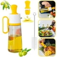thumbnail image 2 of 3-in-1 Olive Oil Dispenser Bottle for Kitchen with Brush and Straw Cleaner. Pour, Drizzle or Brush Vinegar, Soy Sauce and Cooking Oil Container. 18.6oz Glass Oil Cruet/Leakproof Spout (Brown), 2 of 14