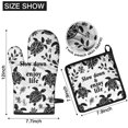 thumbnail image 6 of Black and White Sea Turtle Kitchen Oven Mitt and Pot Holder Sets 2 Pcs for Baking, Cooking and Grilling, Heat Resistant Up To 392 °F, 6 of 7