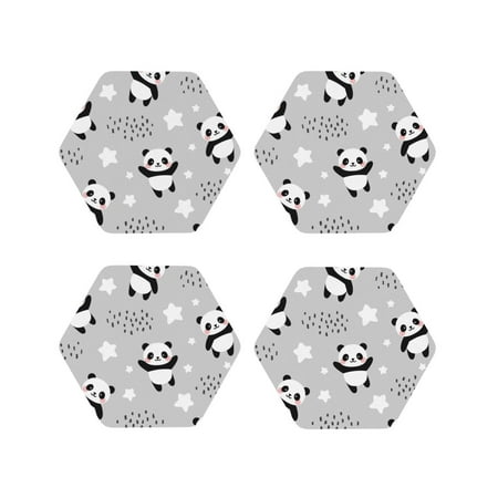 

Matuu Pandas for Cup Coasters Set of 4 Leather Coasters Desk Coasters for Office Measures 4” x 4”-Hexagon