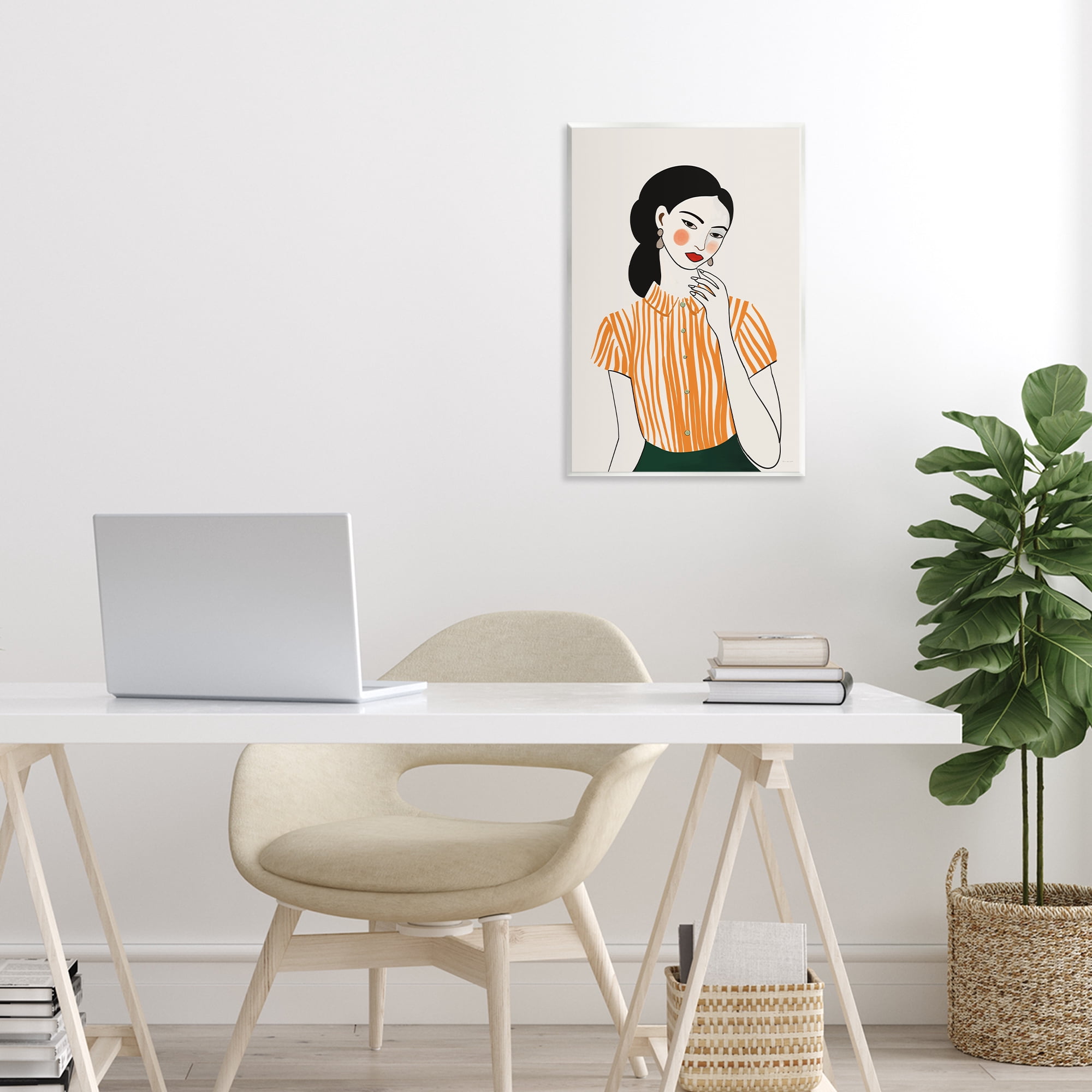 Stupell Industries Woman in Orange Blouse Wall Plaque Art, design by Omar Escalante