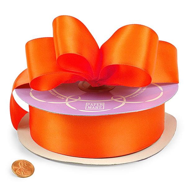 3/8" X 100 Yards Orange Double Face Satin Ribbon by Paper Mart