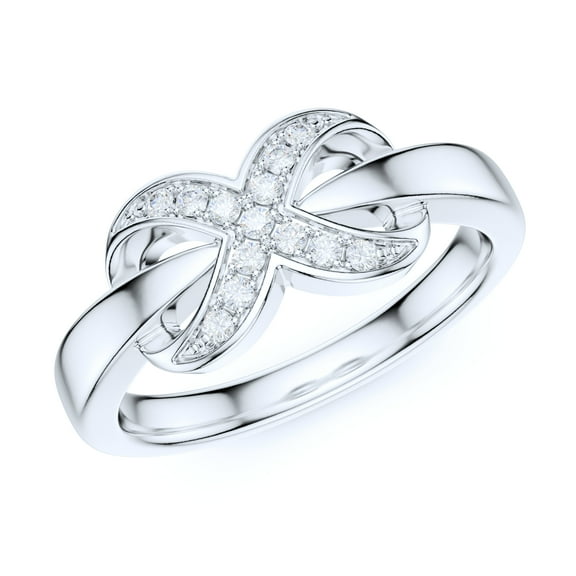 Sterling Silver Tapered Shank Simulated Round Brilliant Cut Diamonds X Shape Infinity Promise Engagement Ring For Women (6)