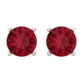 thumbnail image 3 of Clara Pucci 4 ct Brilliant Round Cut Solitaire Studs VVS1 Genuine Conflict free Red Ruby Solid 14K White Gold Designer Everyday Earrings Screw back, 3 of 5