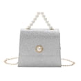 thumbnail image 1 of Adecuado para mujeres que buscan una bolsa pequeña con hebilla de perla, de moda, con cadena, para hombro, tipo bandolera, color plateado, 1 of 5