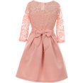 thumbnail image 3 of Little Girls Elegant Floral Lace Illusion Top Pearl Necklace Holiday Flower Girl Dress Rose 2 (2J1K0S4), 3 of 4