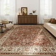 thumbnail image 3 of SIXHOME 10'x14' Area Rugs for Living Room Washable Rugs Carpet Vintage Traditional Rugs for Bedroom Dinning Room Office Soft Non Slip Large Area Rug Retro Home Decor Brick Red, 3 of 8