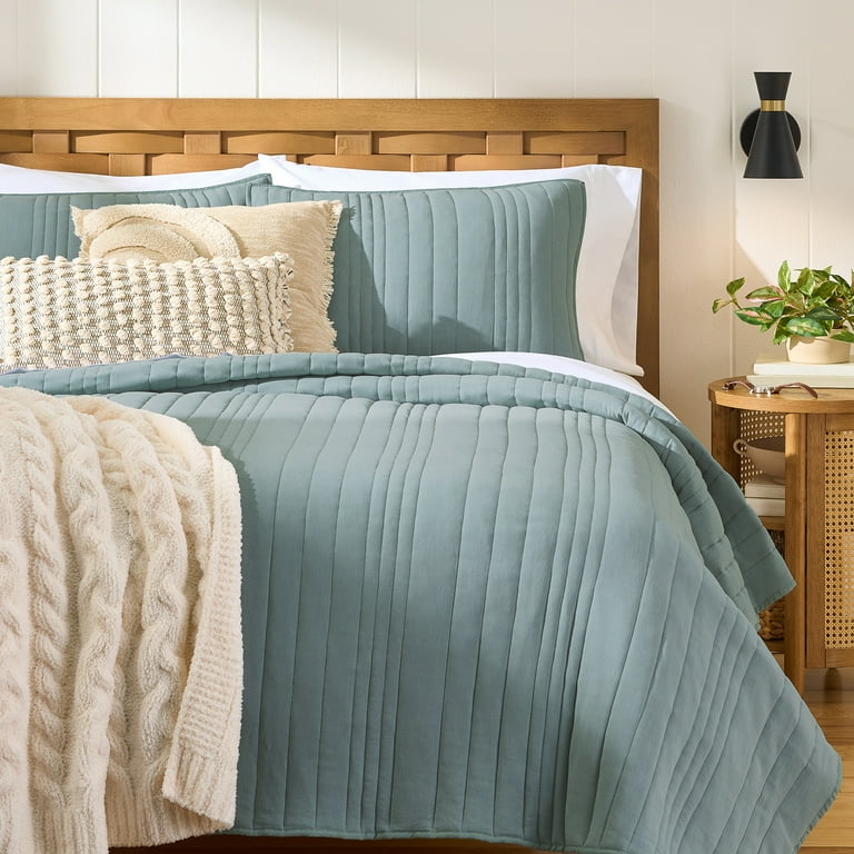 Better Homes & Gardens Linen Blend Pillow Shams, Green, King